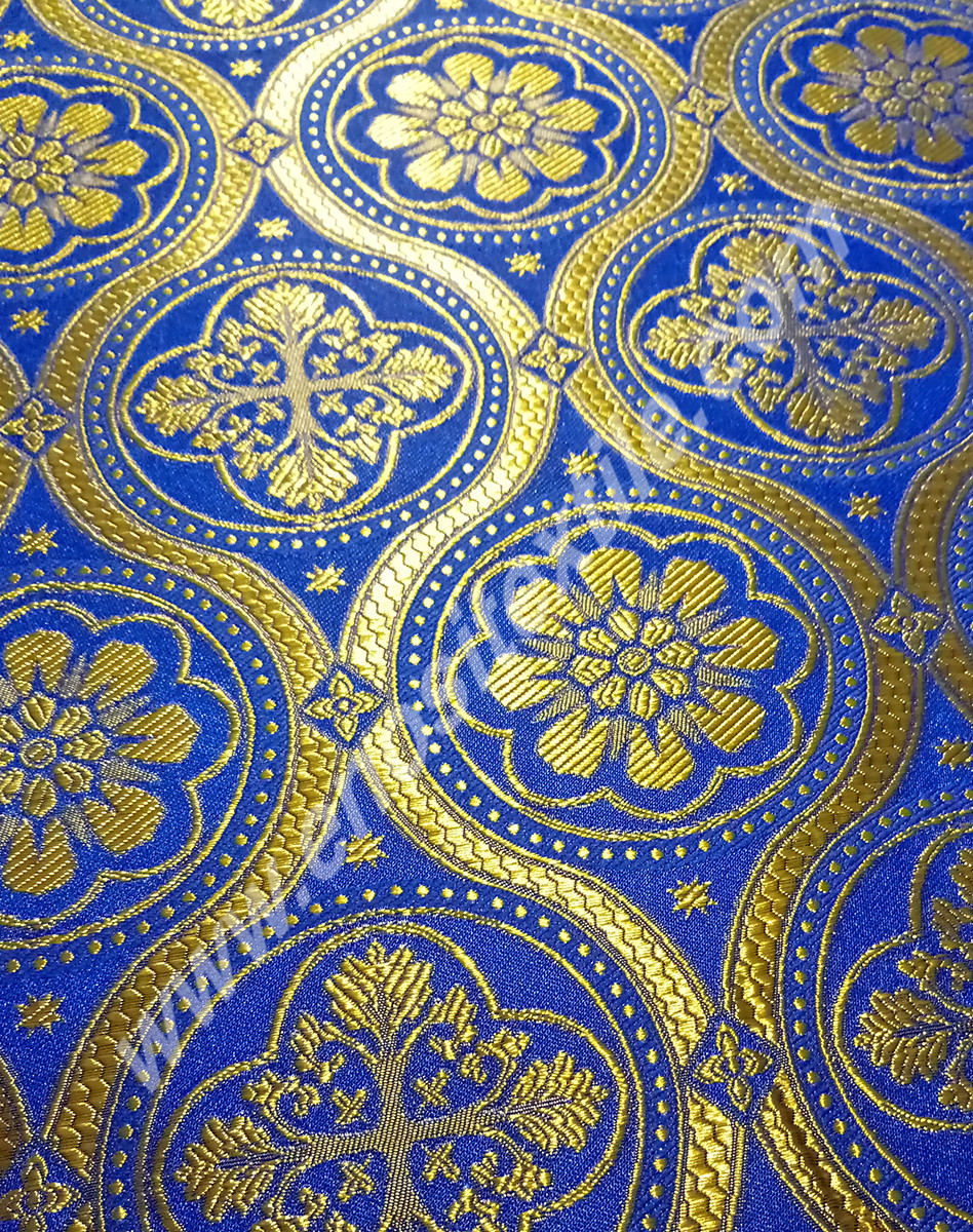 KL-010 Blue-Light Gold Brocade Fabrics